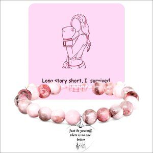 Adjustable Natural Stone Bracelet with Inspirational Quote Pendant